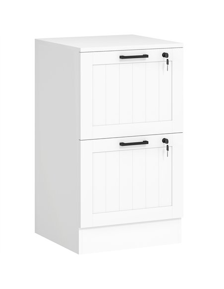 HOMCOM 2 Drawer Filing Cabinet with Lock, Office Storage Cabinet with Adjustable Hanging Bars for A4 Letter Size Files, White - pic 171420 | FastDaddyshop