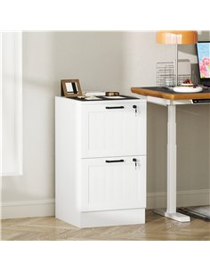 HOMCOM 2 Drawer Filing Cabinet with Lock, Office Storage Cabinet with Adjustable Hanging Bars for A4 Letter Size Files, White 2