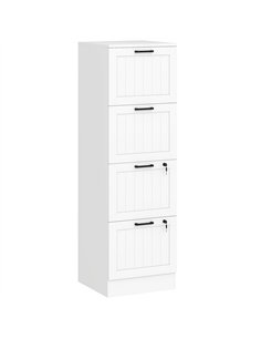HOMCOM 4 Drawer Filing Cabinet with Lock, Office Storage Cabinet with Adjustable Hanging Bars for A4 Letter Size Files, White