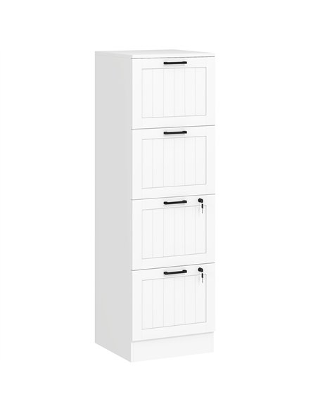 HOMCOM 4 Drawer Filing Cabinet with Lock, Office Storage Cabinet with Adjustable Hanging Bars for A4 Letter Size Files, White - pic 171429 | FastDaddyshop