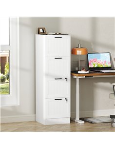 HOMCOM 4 Drawer Filing Cabinet with Lock, Office Storage Cabinet with Adjustable Hanging Bars for A4 Letter Size Files, White 2