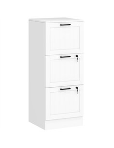 HOMCOM 3 Drawer Filing Cabinet with Lock, Office Storage Cabinet with Adjustable Hanging Bars for A4 Letter Size Files, White