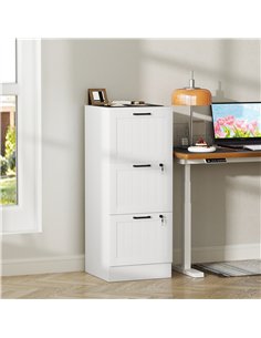 HOMCOM 3 Drawer Filing Cabinet with Lock, Office Storage Cabinet with Adjustable Hanging Bars for A4 Letter Size Files, White 2