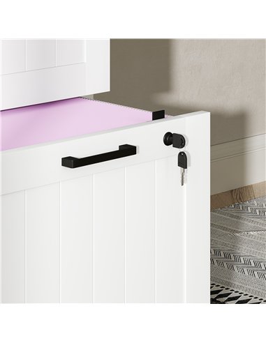 HOMCOM 3 Drawer Filing Cabinet with Lock, Office Storage Cabinet with Adjustable Hanging Bars for A4 Letter Size Files, White