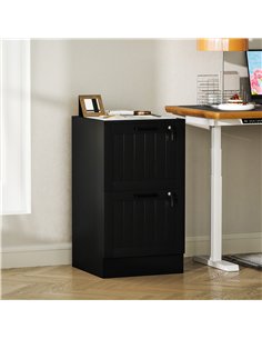 HOMCOM 2 Drawer Filing Cabinet with Lock, Office Storage Cabinet with Adjustable Hanging Bars for A4 Letter Size Files, Black 2