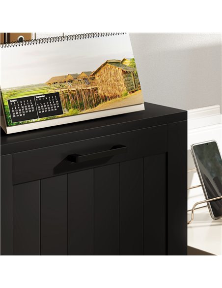 HOMCOM 3 Drawer Filing Cabinet with Lock, Office Storage Cabinet with Adjustable Hanging Bars for A4 Letter Size Files, Black - pic 171463 | FastDaddyshop