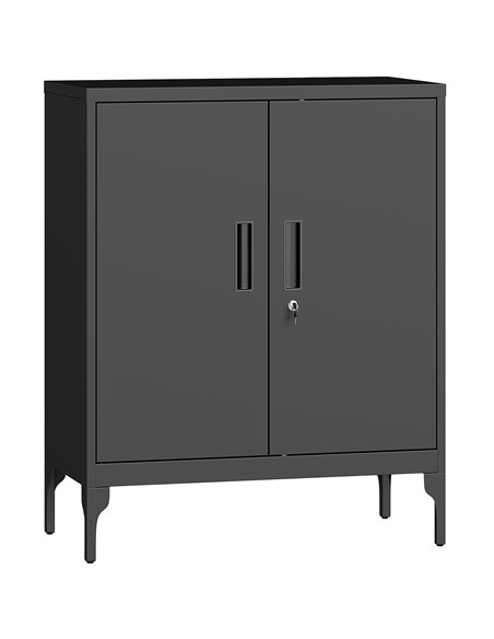 HOMCOM Metal Storage Cabinet with Lock and Adjustable Shelves - Black - pic 171465 | FastDaddyshop