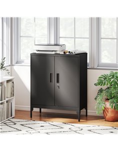 HOMCOM Metal Storage Cabinet with Lock and Adjustable Shelves - Black 2