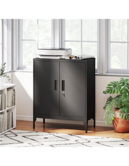 HOMCOM Metal Storage Cabinet with Lock and Adjustable Shelves - Black - pic 171466 | FastDaddyshop