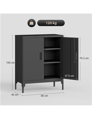 HOMCOM Metal Storage Cabinet with Lock and Adjustable Shelves - Black