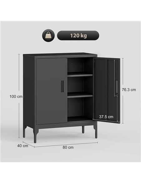 HOMCOM Metal Storage Cabinet with Lock and Adjustable Shelves - Black - pic 171467 | FastDaddyshop