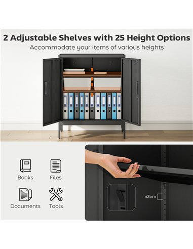 HOMCOM Metal Storage Cabinet with Lock and Adjustable Shelves - Black