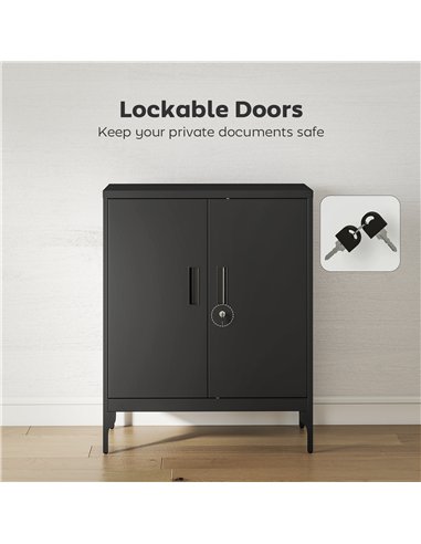 HOMCOM Metal Storage Cabinet with Lock and Adjustable Shelves - Black