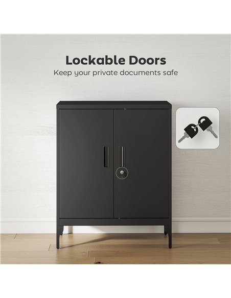 HOMCOM Metal Storage Cabinet with Lock and Adjustable Shelves - Black - pic 171469 | FastDaddyshop