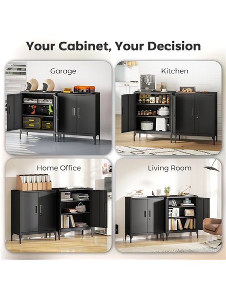HOMCOM Metal Storage Cabinet with Lock and Adjustable Shelves - Black - pic 171470 | FastDaddyshop