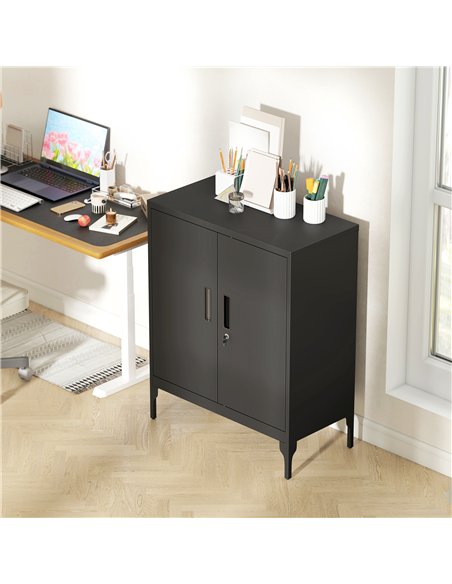 HOMCOM Metal Storage Cabinet with Lock and Adjustable Shelves - Black - pic 171472 | FastDaddyshop