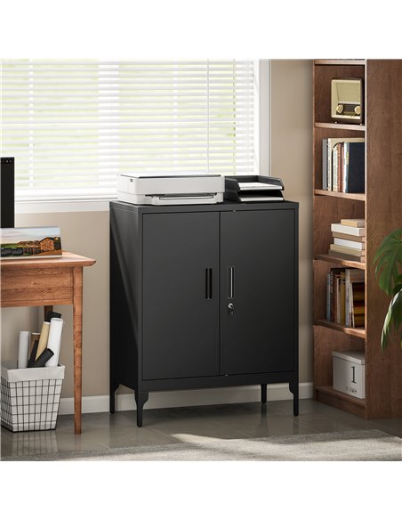 HOMCOM Metal Storage Cabinet with Lock and Adjustable Shelves - Black - pic 171473 | FastDaddyshop