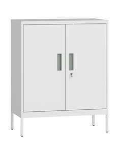 HOMCOM Metal Storage Cabinet with Lock and Adjustable Shelves - White
