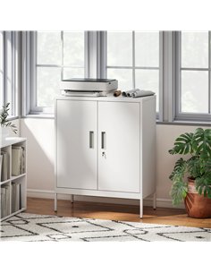 HOMCOM Metal Storage Cabinet with Lock and Adjustable Shelves - White 2