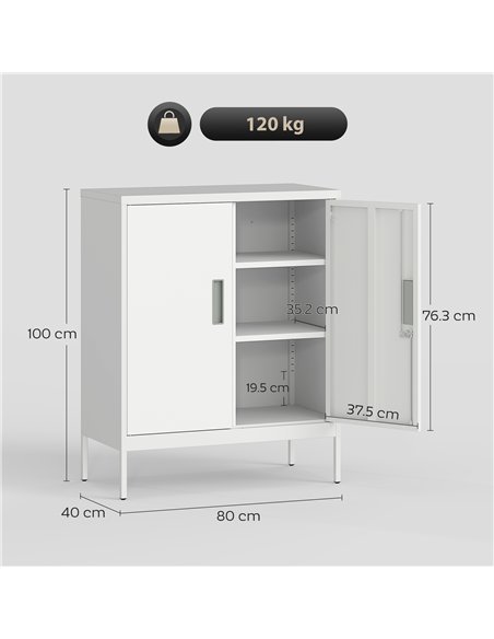 HOMCOM Metal Storage Cabinet with Lock and Adjustable Shelves - White - pic 171476 | FastDaddyshop