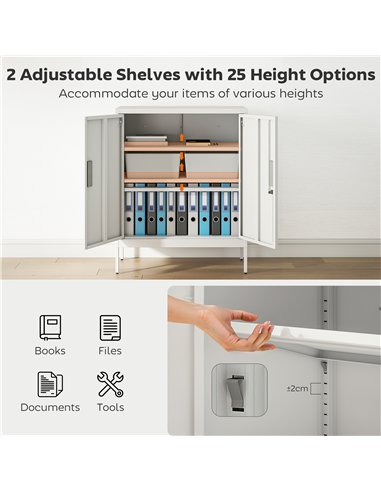 HOMCOM Metal Storage Cabinet with Lock and Adjustable Shelves - White
