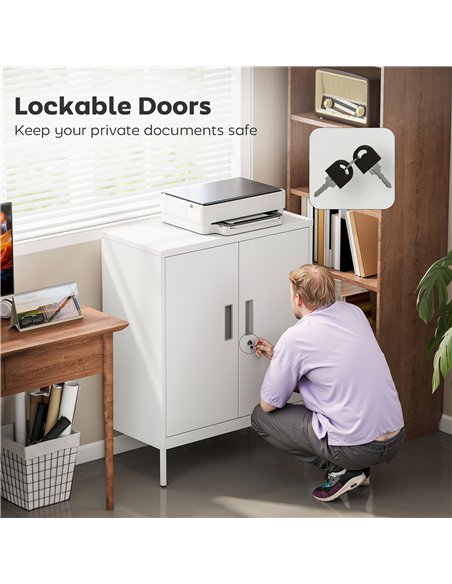 HOMCOM Metal Storage Cabinet with Lock and Adjustable Shelves - White - pic 171478 | FastDaddyshop