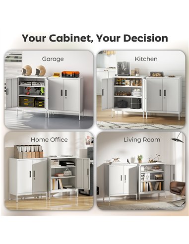 HOMCOM Metal Storage Cabinet with Lock and Adjustable Shelves - White