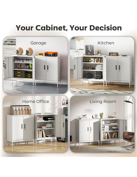 HOMCOM Metal Storage Cabinet with Lock and Adjustable Shelves - White - pic 171479 | FastDaddyshop