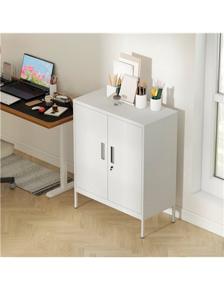 HOMCOM Metal Storage Cabinet with Lock and Adjustable Shelves - White - pic 171481 | FastDaddyshop