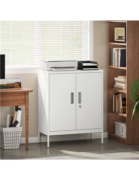 HOMCOM Metal Storage Cabinet with Lock and Adjustable Shelves - White - pic 171482 | FastDaddyshop