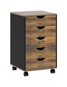 HOMCOM Five-Drawer Filing Cabinet - Rustic Brown