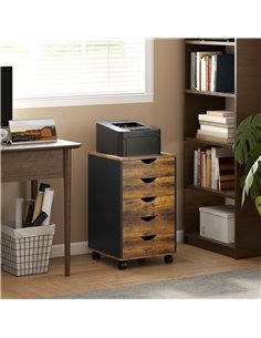HOMCOM Five-Drawer Filing Cabinet - Rustic Brown 2
