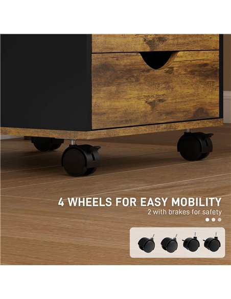 HOMCOM Five-Drawer Filing Cabinet - Rustic Brown - pic 171487 | FastDaddyshop