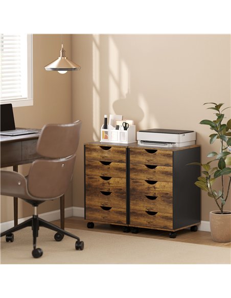 HOMCOM Five-Drawer Filing Cabinet - Rustic Brown - pic 171489 | FastDaddyshop