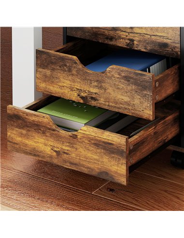HOMCOM Five-Drawer Filing Cabinet - Rustic Brown