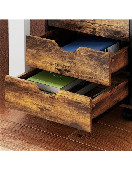 HOMCOM Five-Drawer Filing Cabinet - Rustic Brown - pic 171491 | FastDaddyshop