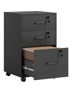 HOMCOM Three Drawer Wood-Effect Filing Cabinet - Black