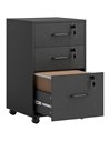 HOMCOM Three Drawer Wood-Effect Filing Cabinet - Black