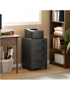 HOMCOM Three Drawer Wood-Effect Filing Cabinet - Black 2