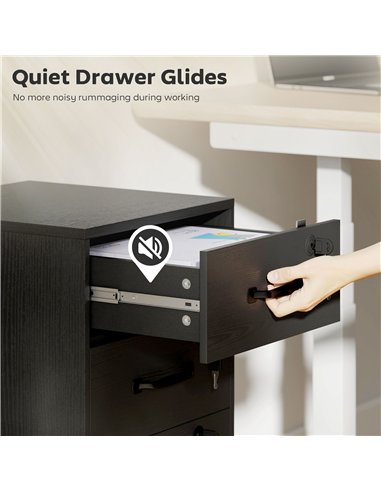 HOMCOM Three Drawer Wood-Effect Filing Cabinet - Black