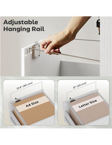 HOMCOM Three Drawer Wood-Effect Filing Cabinet - White