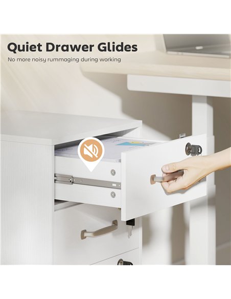 HOMCOM Three Drawer Wood-Effect Filing Cabinet - White - pic 171515 | FastDaddyshop