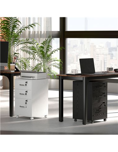 HOMCOM Three Drawer Wood-Effect Filing Cabinet - White