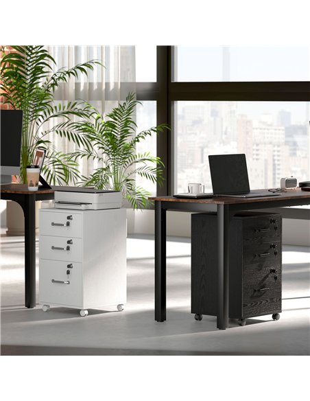 HOMCOM Three Drawer Wood-Effect Filing Cabinet - White - pic 171518 | FastDaddyshop