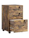 HOMCOM Three Drawer Wood-Effect Filing Cabinet - Rustic Brown