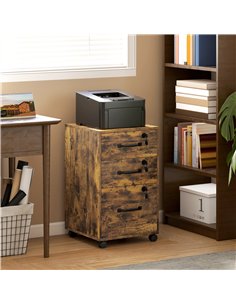 HOMCOM Three Drawer Wood-Effect Filing Cabinet - Rustic Brown 2