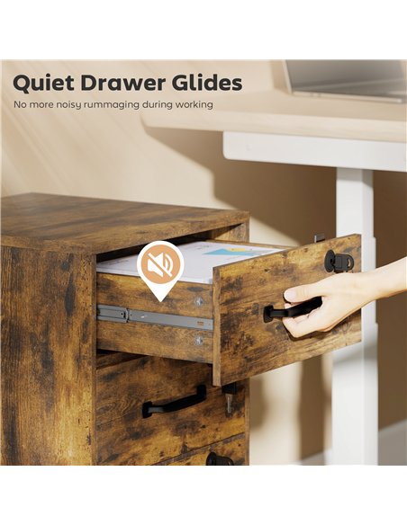 HOMCOM Three Drawer Wood-Effect Filing Cabinet - Rustic Brown - pic 171524 | FastDaddyshop