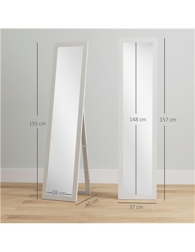 HOMCOM 37 x 157 cm Full Length Mirror - White