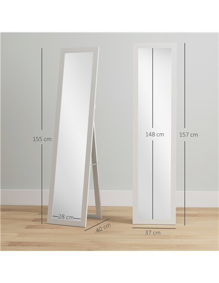 HOMCOM 37 x 157 cm Full Length Mirror - White - pic 171530 | FastDaddyshop