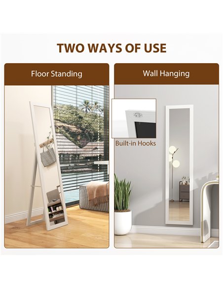 HOMCOM 37 x 157 cm Full Length Mirror - White - pic 171532 | FastDaddyshop
